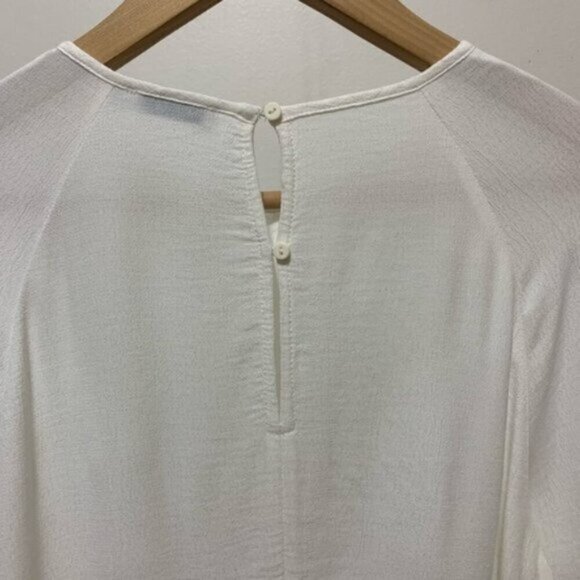 Bershka Romantic White Blouse with 3/4 Sleeves Women's Size Medium Flowy Boho - Picture 8 of 10